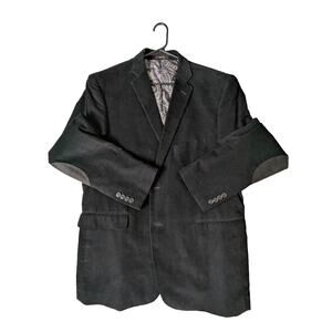 Adolfo Men’s 46R Corduroy Blazer Sport Coat 2 Button Black Paisley Lined Jacket
